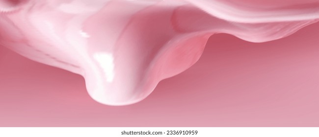 Pink spreading texture of cream, ice cream or icing. Light background of strawberry dessert, jelly or confectionery cream.