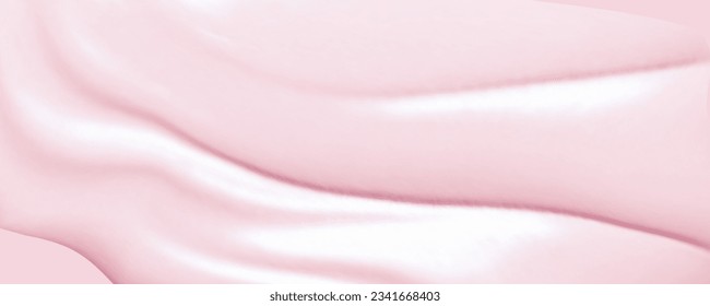 Pink spreading texture of cream, ice cream or icing. Light background of strawberry dessert, jelly or confectionery cream.