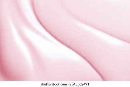 Pink spreading texture of cream, ice cream or icing. Light background of strawberry dessert, jelly or confectionery cream.
