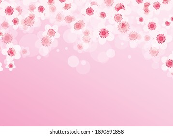 Pink spring background with cherry blossom flowers vector illustration. Spring floral background with pink sakura flowers vector. Beautiful spring pink flowers banner vector