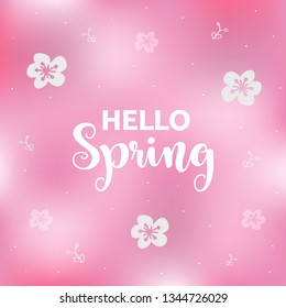 Pink spring background with flowers.Season greeting card.