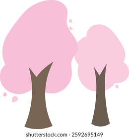 Pink spring cherry blossom trees background