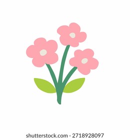 Flores de primavera rosa en estilo plano para el diseño floral. Ideal para temas románticos, ilustraciones de jardín, tarjetas de felicitación y gráficos de temporada.