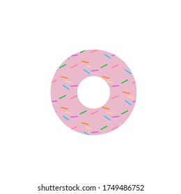 Pink sprinkled donut. Vector illustration