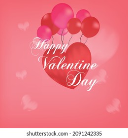 pink square background greeting card happy valentine day tempate social media post