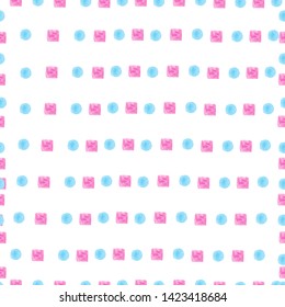 pink square and blue dots watercolor pattern vector background. Pastel colorful wallpaper texture for template, website design and social media advertising