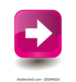 Pink square button with white arrow right sign, vector design for website