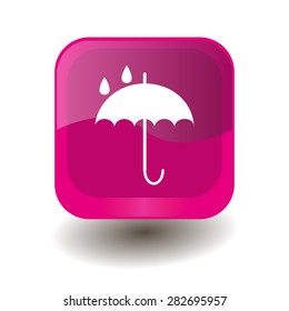 Pink square button with white umbrella sign, vector design for website