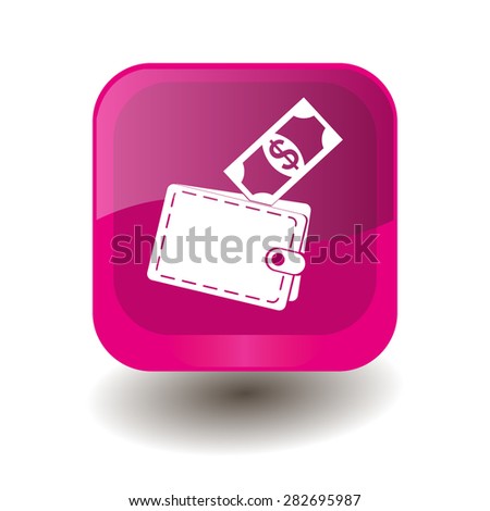 Pink Square Button White Wallet Money Stock Vector Royalty - 