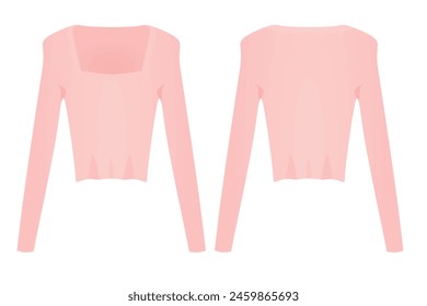 Jersey de cuello cuadrado rosa. Ilustración vectorial