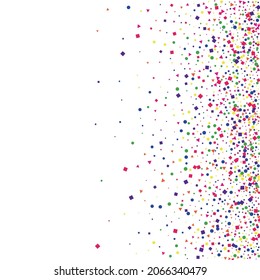 Pink Square Decor Isolated. Template Dot Background. Blue Rainbow Circle Texture. Red Sprinkles Confetti.