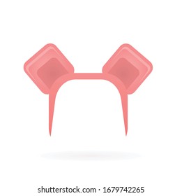Pink square ears mas. vector illustration