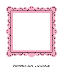 Pink square frame isolated flat vector illustration