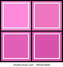Pink square frame set. Simple border design great for valentine card or cosmetic flyer layout. Vector template collection.