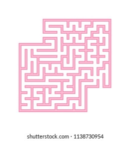 Pink square labyrinth. A game for children. Simple flat vector illustration isolated on white background. With a place for your images