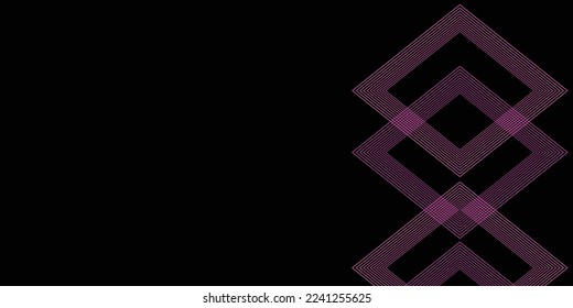 Línea cuadrada rosa y fondo abstracto negro