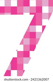 pink square monochrome colors number seven, vector illustration, isolated on white background.