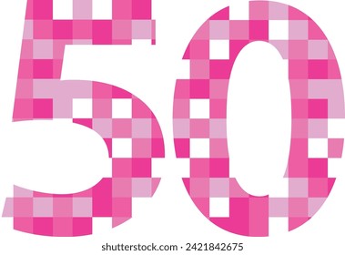 pink square monochrome colors number fifty, vector illustration, isolated on white background.