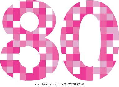 pink square monochrome colors number eighty, vector illustration, isolated on white background.