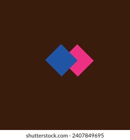 pink square on top of blue square