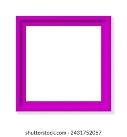 Pink square picture frame isolated on white background