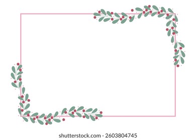 Pink Square Rectangle Frame With Red And Green Leaf Décor