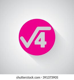 Pink Square Root web icon on light grey background