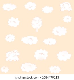 pink square Wallpaper with clouds-sheep for kids room 