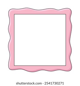 Pink square wavy shaped decorative frame isolated vector illustration