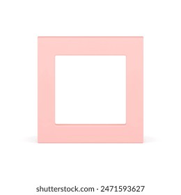 Pink squared regular boundary wide edge construction basic foundation 3d element realistic vector illustration. Elegant minimalist square four side geometric border figure for premium presentation