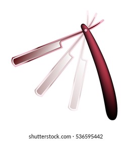 Pink srtaight razor isolated on white background.