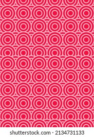 Pink stacked circles, seamless pattern background. Vector illustration.
