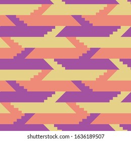 pink stairs geometric seamless vector pattern in pink purple and yellow
