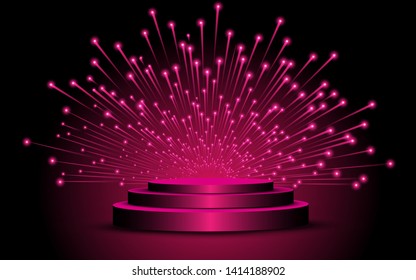 pink stand with firework in the studio room