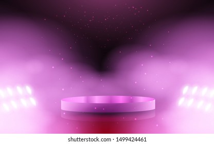 pink stand with spotlight in the studio room