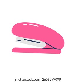 Grampeador rosa sobre fundo branco. Ilustração de vetor desenhada à mão.