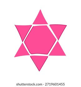 Pink star of david illustration displaying an iconic symbol of judaism and jewish identity, representing faith, culture, and religious heritage with a contemporary art style