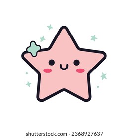 pink star with a green star on it