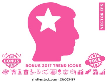 Pink Star Head icon with bonus 2017 trend elements. Vector illustration style is flat iconic symbols, white background.