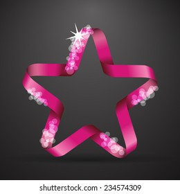 Pink star made from ribbon