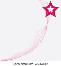Pink star on abstract pink wave  background.