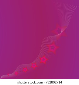 Pink Star on line wave pink background.