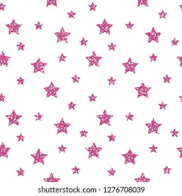 Pink Star Pattern. Glitter Look.