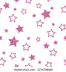 Pink Star Pattern. Glitter Look.