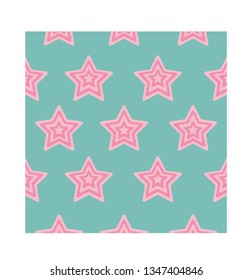 Pink Star Pattern with GreenBackground	
