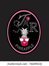 pink star pineapple slogan vector