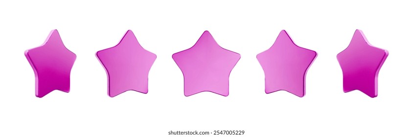 Pink star rating icons on white background for reviews and feedback