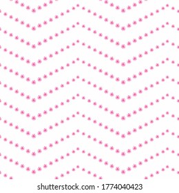 Pink star shapes chevron seamless vector pattern. Simple decorative surface print design for backgrounds, birthday cards, invitations, stationery, girly wrapping paper, and packaging.