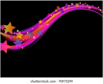 Pink star wave - Black background