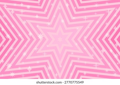 Pink Starburst Radial Stripes Vector Background, Retro Glam Sparkles Star Burst Pattern, Girly Birthday Party Design